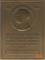 Karl Landsteiner-plaquette in brons, 20 maal bloed geven