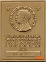 Karl Landsteiner-plaquette in brons, 60 maal bloed geven